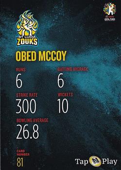 2019 Tap 'N' Play Caribbean Premier League #81 Obed McCoy Back