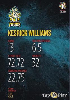 2019 Tap 'N' Play Caribbean Premier League #85 Kesrick Williams Back