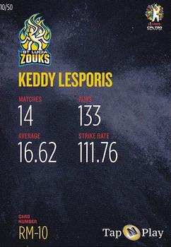 2019 Tap 'N' Play Caribbean Premier League - Run Machines #RM-10 Keddy Lesporis Back