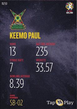 2019 Tap 'N' Play Caribbean Premier League - Strike Bowlers #SB-02 Keemo Paul Back