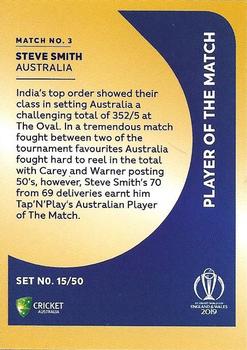 2019 Tap 'N' Play Cricket World Cup Australian Players of the Match #3 Steve Smith Back