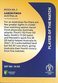 2019 Tap 'N' Play Cricket World Cup Australian Players of the Match #5 Aaron Finch Back
