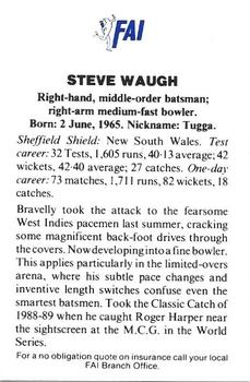 1989-90 FAI Australian Cricket Team Season 1989-1990 #9 Steve Waugh Back