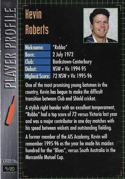 1996-97 New South Wales Blues Cricket #9 Kevin Roberts Back