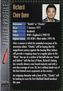 1996-97 New South Wales Blues Cricket #18 Richard Chee Quee Back