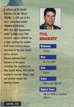 1997-98 New South Wales Blues Cricket #7 Phil Emery Back