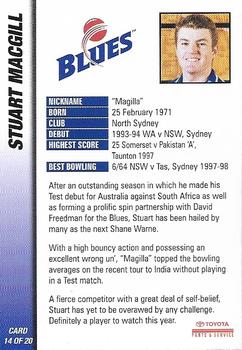 1998-99 New South Wales Blues #14 Stuart MacGill Back