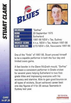 1998-99 New South Wales Blues #16 Stuart Clark Back