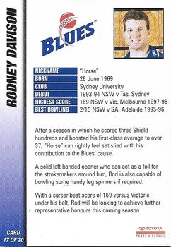 1998-99 New South Wales Blues #17 Rodney Davison Back