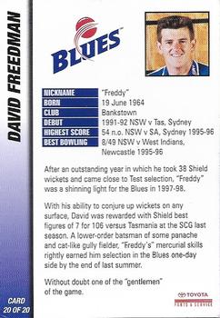 1998-99 New South Wales Blues #20 David Freedman Back