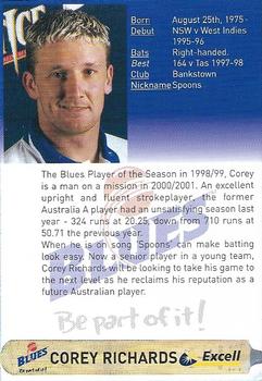 2000-01 New South Wales Blues #NNO Corey Richards Back
