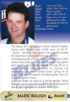 2000-01 New South Wales Blues #NNO Mark Waugh Back