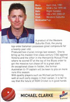 2001-02 New South Wales Blues #NNO Michael Clarke Back
