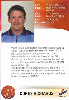 2001-02 New South Wales Blues #NNO Corey Richards Back