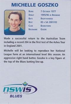 2002-03 New South Wales Blues #NNO Michelle Goszko Back
