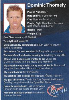 2006-07 New South Wales Blues #NNO Dominic Thornely Back