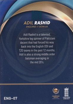 2017 Tap 'N' Play ICC Champions Trophy England #ENG-07 Adil Rashid Back
