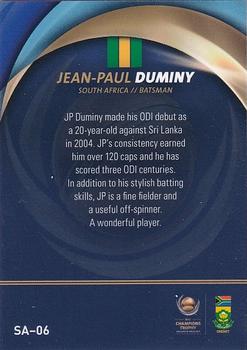 2017 Tap 'N' Play ICC Champions Trophy South Africa #SA-06 Jean-Paul Duminy Back