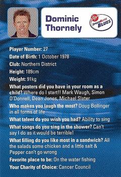 2008-09 New South Wales Blues Cricket #NNO Dominic Thornely Back