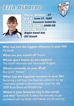 2009-10 New South Wales Blues Cricket #NNO Erin Osborne Back