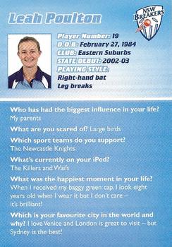 2009-10 New South Wales Blues Cricket #NNO Leah Poulton Back
