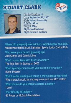 2010-11 New South Wales Blues Cricket #NNO Stuart Clark Back