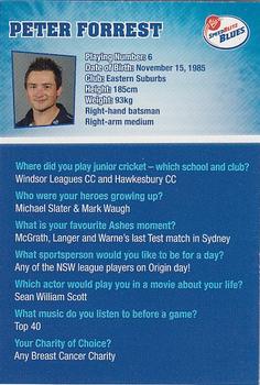 2010-11 New South Wales Blues Cricket #NNO Peter Forrest Back