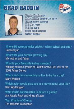 2010-11 New South Wales Blues Cricket #NNO Brad Haddin Back