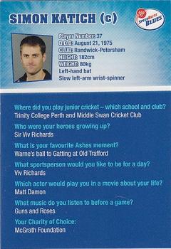 2010-11 New South Wales Blues Cricket #NNO Simon Katich Back