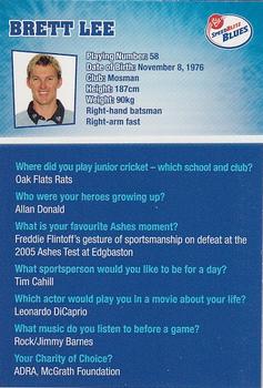 2010-11 New South Wales Blues Cricket #NNO Brett Lee Back