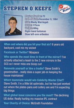 2011-12 New South Wales Blues Cricket #NNO Stephen O'Keefe Back