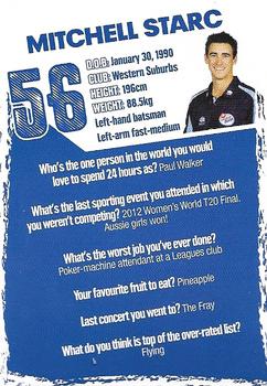 2012-13 New South Wales Blues Cricket #NNO Mitchell Starc Back