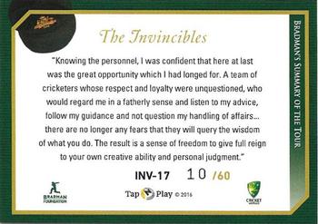 2021 Tap 'N' Play The Invincibles #INV-17 Bradman's Summary Of The Tour Back