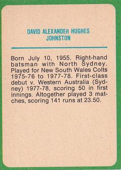 1978 Scanlens Cricket #7 David Johnston Back