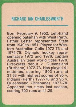 1978 Scanlens Cricket #13 Ric Charlesworth Back
