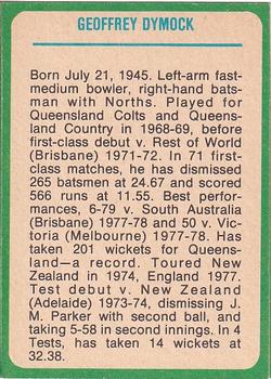 1978 Scanlens Cricket #30 Geoff Dymock Back
