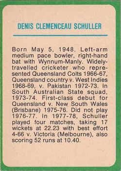 1978 Scanlens Cricket #32 Denis Schuller Back