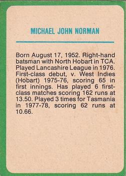 1978 Scanlens Cricket #53 Mike Norman Back
