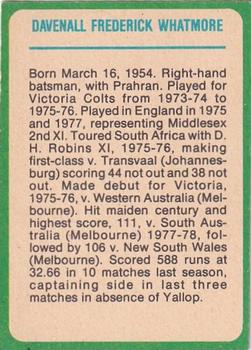 1978 Scanlens Cricket #58 Dav Whatmore Back