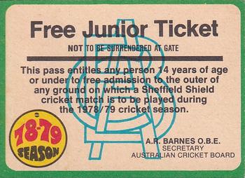 1978 Scanlens Cricket #NNO Checklist Western Australia Back