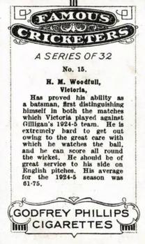 1926 Godfrey Phillips Famous Cricketers #15 Bill Woodfull Back