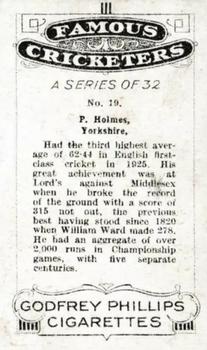 1926 Godfrey Phillips Famous Cricketers #19 Percy Holmes Back