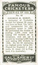 1926 Gallaher Cigarettes Famous Cricketers #68 George Hirst Back