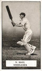 1926 Gallaher Cigarettes Famous Cricketers #74 Nigel Haig Front