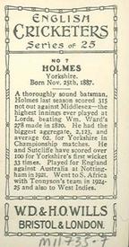 1926 Wills's English Cricketers (New Zealand Issue) #7 Percy Holmes Back