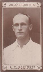 1926 Wills's Cricketers #32 Clarrie Grimmett Front