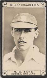 1926 Wills's Cricketers #59 Maurice Tate Front
