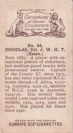1926 R & J Hill Caricatures Of Famous Cricketers #44 Johnny Douglas Back