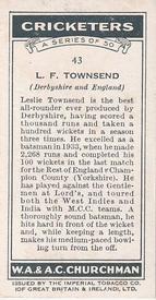 1936 Churchman's Cricketers #43 Leslie Townsend Back