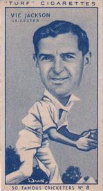 1950 Carreras Cigarettes 50 Famous Cricketers #8 Vic Jackson Front